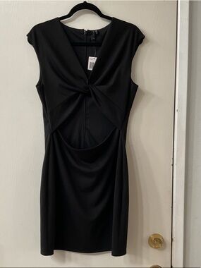 Marciano Black Twist-Front Cutout Mini Dress